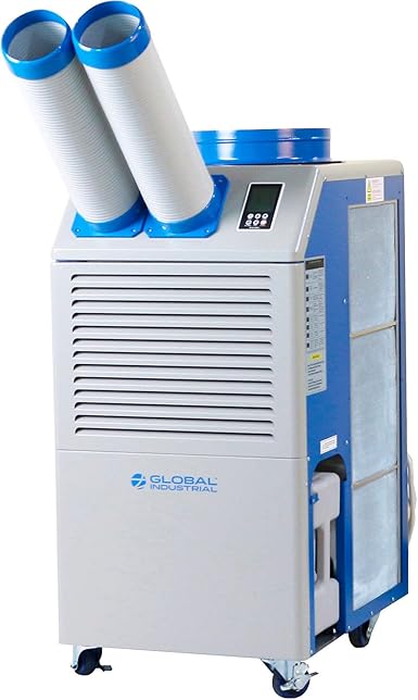 Global Industrial Commercial Industrial Portable Air Conditioner, 1.5 Ton with Cold Air Nozzles 16800 BTU, 115V, Cooling for up to 440 Sq. Ft., R-32
