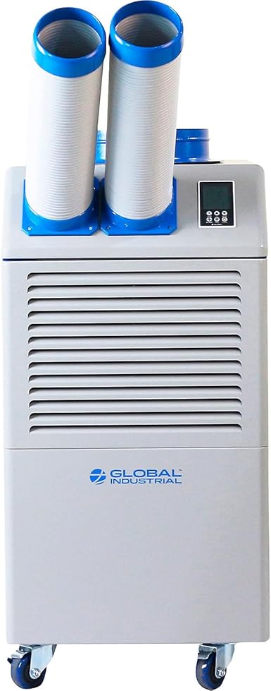 Global Industrial Commercial Industrial Portable Air Conditioner, 1.5 Ton with Cold Air Nozzles 16800 BTU, 115V, Cooling for up to 440 Sq. Ft., R-32