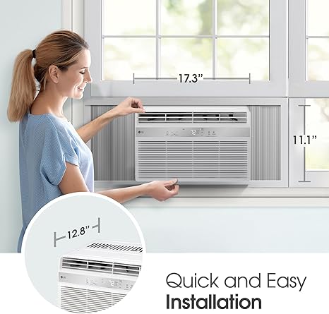 LG 5,000 BTU Window Air Conditioner, Cools 150 Sq.Ft. (10' x 15' Room Size), Quiet Operation, Electronic Control AC Unit with Remote, 2 Cooling & Fan Speeds, 2-Way Air Deflection, Auto Restart, 115V