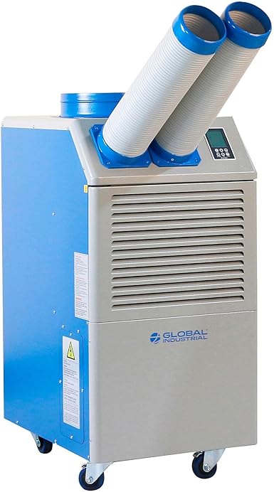 Global Industrial Commercial Industrial Portable Air Conditioner, 1.5 Ton with Cold Air Nozzles 16800 BTU, 115V, Cooling for up to 440 Sq. Ft., R-32