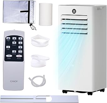 10,000 BTU Portable Air Conditioner for Rooms up to 450 Sq.Ft, 4-in-1 Cooling/Dry/Fan/Sleep Mode, Remote Control, High Low Speed, Window Kit Included, White