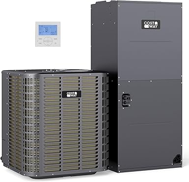 COSTWAY 5 Ton Ducted Central Air Conditioner Heat Pump System, 60000 BTU Inverter Split AC with Multi-Position Air Handler Unit, 208/230V, 17 SEER2, Work in 5℉-125℉ (60000BTU, 208-230V, 17 SEER2)